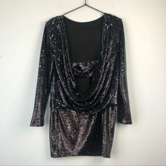 rachel zoe black sequin dress Rachel Zoe Mini Dress / Size 2 / Silver black